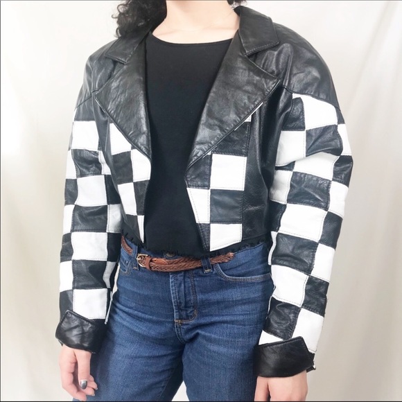 checkerboard leather jacket